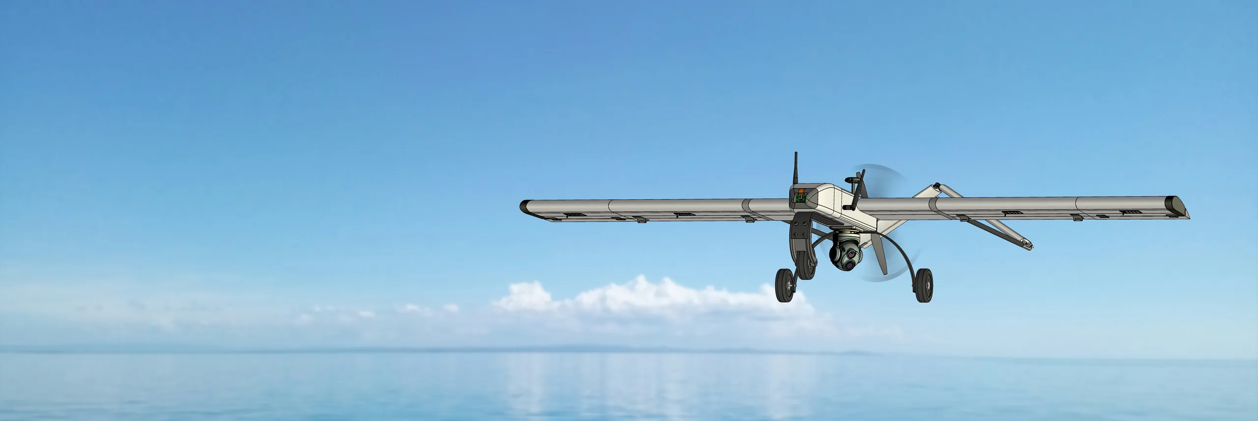 UAV carrying a bite gimbal payload over the sea